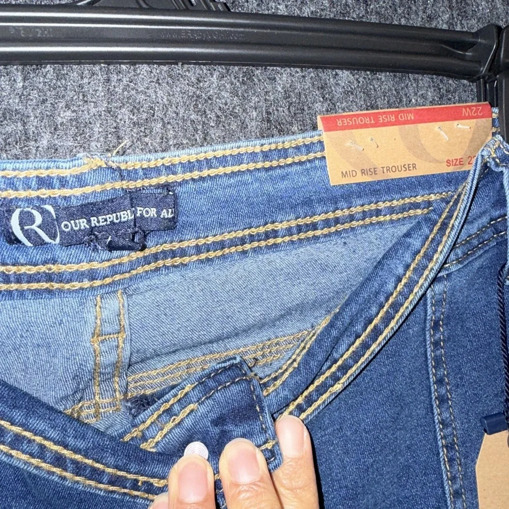 Our Republic For All‎ Womens 22W Mid Rise Trouser Jeans Wide Leg Blue Denim NWT
